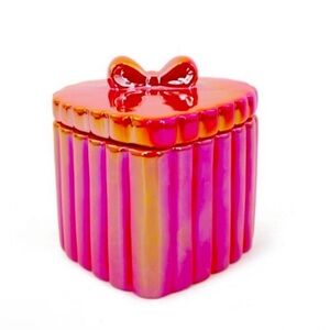 NEW Target Bullseye Playground Heart Shaped Ceramic Canister- Red Iridescent
